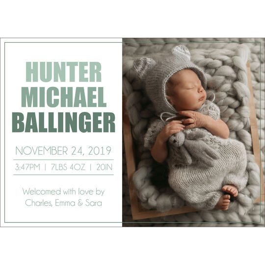 Shades of Green Photo Birth Announcements